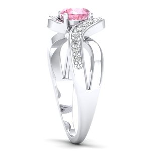 Bague REYES personnalisée en or massif 14 carats avec pierre précieuse Morganite rose, certifiée GRA, bague de fiançailles solitaire en Moissanite, bijoux fins - Product Image 3