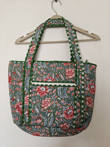 Shree Balajee Garments Floral Pattern Beach Tote Shopping <b>Bag</b> with Double Handles and Zipper Closure <b>Medium</b> <b>Size</b> - Product Image 6
