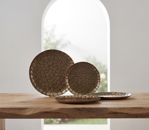 Decorative Modern Gold Antique Metal Tray Texture <b>Casting</b> Kitchen Dining Tableware Item Bulk Pack Set - Product Image 2