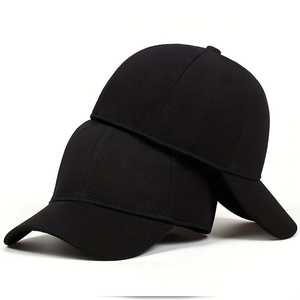 NAQQASH SPORTS Solid Color 6-Panel Baseball <b>Cap</b> Unisex Adjustable Twill Casual <b>Hat</b> Adult Four Seasons Black Gray 100% Cotton - Product Image 6