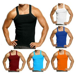 ARTIZ INTERNATIONAL Camiseta sin mangas de tela acanalada para hombre, poliéster/algodón, personalizada, nueva, deportiva, cuello en U, de secado rápido, anti-bolitas, transpirable - Product Image 2