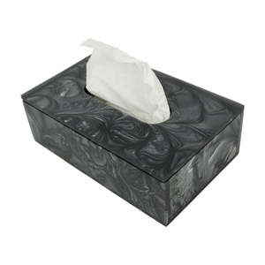 Boîte à mouchoirs moderne en résine noire avec un design élégant en spirale, couvercle en plastique, accessoire de décoration pratique pour la maison - Product Image 2
