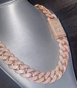 Chaîne cubaine personnalisée en argent sterling et moissanite, couleur et taille sur mesure, collier tendance hip-hop, cadeau pour homme - Product Image 3
