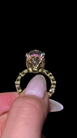 Bague de fiançailles de luxe en or avec diamant rose ovale de laboratoire, halo caché, certifiée IGI, pour femme, style statement
