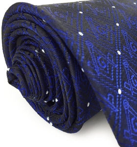 Corbata Masónica Premium Azul y Negra con Diseño de Puntos Cuadrados y Compás, Corbata Formal Personalizada para Hombre - Product Image 4