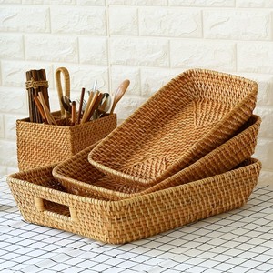 Vanity bathroom organising handbraided natural rattan trays decor tray for candle <b>bath</b> accessory - Product Image 6