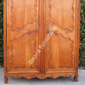 Luxury Handcrafted Solid Wood 2 Door <b>Wardrobe</b> Ornate French Provincial Carving Antique Cherry Finish - Product Image 2