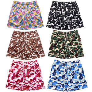 Shorts en toile de coton noir et blanc pour homme, taille mi-haute élastique, décontractés, sportifs, respirants - Product Image 4