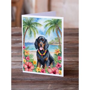 Whimsical Gordon Setter Luau Tarjetas de felicitación Paquete de 8 A7 Tamaño 5x7 Tarjetas de notas en blanco con sobres - Product Image 2