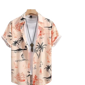 Camisa de manga corta de verano para hombre, conjunto de pantalones cortos, estampado de paisaje de playa nuevo, informal, fresco, al aire libre para viajes diarios, a prueba de viento, de talla grande dos - Product Image 1