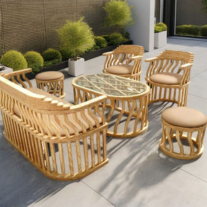 Ensemble de canapés en bois imperméable et écologique avec table pour salon moderne et utilisation en extérieur - Product Image 5