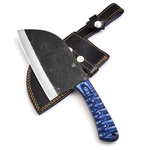 Cuchillo de Carnicero Artesanal al por Mayor con Mango de Madera Azul y Acero al Carbono para Cocina y Camping - Fabricante y Proveedor - Product Image 3