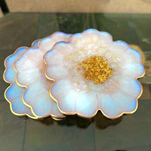 Luxury Resin Flower Shape <b>Coaster</b> Perfect For Elegant <b>Table</b> Styling Dining Areas Guest Serving Setup And Gifting Purpose - Product Image 1