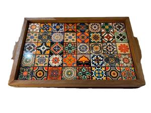 Ottoman moderne en bois multi-pièces avec poignées, plateau naturel, pour la décoration du salon, idée cadeau pour la maison - Product Image 4