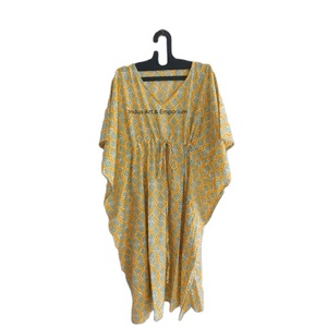 Venta al por mayor bloque de mano impreso algodón kaftan bloque impreso algodón playa kaftan - Product Image 1