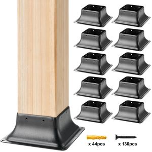 10 Pezzi Staffe per Pali in Acciaio Verniciato a Polvere 3.6"x3.6" Forma Quadrata Interna 4x4 Adatte per Pali di Ancoraggio Standard per Pavimentazione in Legno - Product Image 5