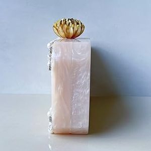 Bolso de mano de resina blanca, hecho a mano, adornado con perlas y piedras, bolso de lujo hecho a mano, regalo de boda para novia, Clutch - Product Image 3