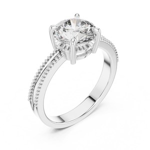 Anillo de Compromiso y Boda con Diamante Cultivado en Laboratorio, Solitario, 1-3 CT, Seis Puntas, Estilo Pavé, Oro 18K/14K/10K y Plata 925, para Mujer - Product Image 2