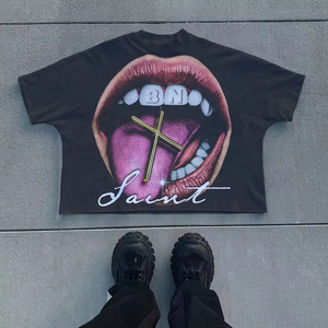 Nueva Camiseta Personalizada de Marca de Lujo, 300GSM, Estilo Urbano, Oversize, con Estampado DTG para Hombre - Product Image 2