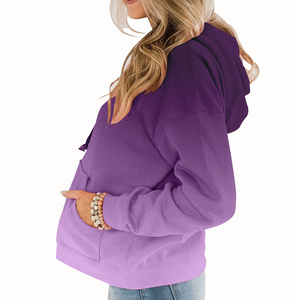 Nouveau sweat à capuche décontracté pour femme, coupe oversize, épaules tombantes, court au niveau du nombril, avec fermeture éclair et ourlet élastique, manches longues, 100 % polaire - Product Image 2