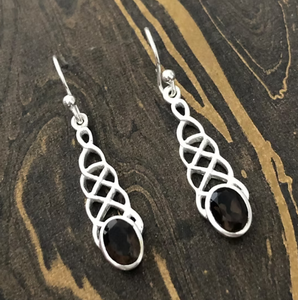 925 Sterling <b>Silver</b> Geometric <b>Drop</b> <b>Earrings</b> With Smoky Quartz Bezel Setting Women's Classic Jewelry - Product Image 2