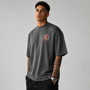 เสื้อยืดโอเวอร์ไซส์ผู้ชายแบบถักเนื้อผ้าทึบ ระบายอากาศได้ดี เป็นมิตรกับสิ่งแวดล้อม ไม่ยับง่าย สั่งทำได้ตามต้องการ สไตล์สตรีทแวร์ลำลอง ขายส่ง - Product Image 5