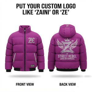 ZAINI ZE-297 <b>Mens</b> Puffer <b>Jacket</b> 120 GSM Polyester Worsted Fabric Garment Dyed Stand Collar Brown Quilted Panel Design Hooded - Product Image 1