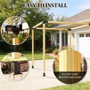 Kit Pergola 8 Pezzi con Accessori per Staffe in Legno Solo per Gazebo e Padiglioni - Product Image 3