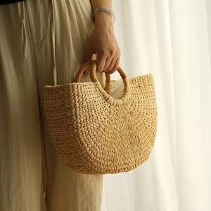 Sac en jacinthe d'eau pour femmes, sac à main en fibre naturelle tissé à la main, sac fourre-tout écologique et tendance pour la plage, les voyages, style décontracté, Vietnam - Product Image 6