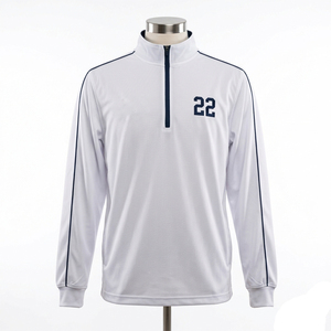 Chaquetas OEM Zip Up Cage para hombre, de manga larga, con cuello alto y media cremallera, 100% poliéster, estilo béisbol. - Product Image 6