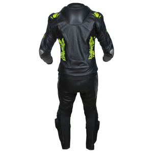 Combinaison de moto unisexe en cuir noir avec impression numérique verte, manches longues, imperméable, respirante et coupe-vent, toutes saisons, adulte - Product Image 6