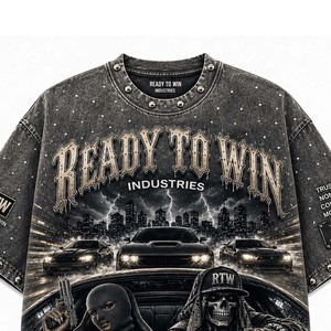 T-shirt oversize streetwear pour homme, manches courtes, motif imprimé, col rond, polyester tissé, coupe ajustée - Product Image 3