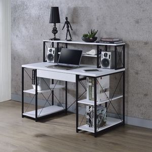 Black One-Drawer Writing <b>Desk</b> with 8 Open Compartment for <b>Computer</b> Use - Product Image 2