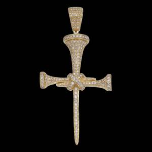Collier pendentif croix en argent 925 plaqué or, chaîne à maillons hip-hop, bijoux de charme pour hommes et femmes, idéal pour les soirées - Product Image 1