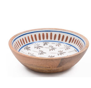 Enamel Printed Wood Bowl Salad Fruit Snack Dish Bowl Handmade Kitchen Dinner Used Wooden Bowl for Kitchen Use - Product Image 1