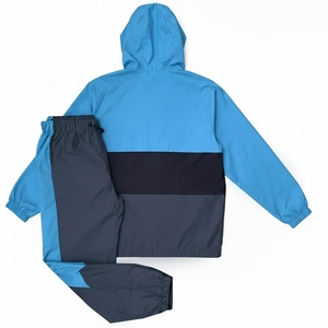 Whiteaura International Premium <b>Lightweight</b> Nylon Windproof Oversized Hooded <b>Jacket</b> Pants 2-Piece <b>Running</b> Set Patchwork Side - Product Image 4