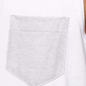 Débardeur sans manches pour homme, couleur blanche, avec poche, col rond, tricoté, respirant, coupe décontractée - Product Image 2