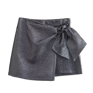 TRAF กระโปรงผู้หญิงแฟชั่นผูกโบว์เอวสูงมีซิปด้านข้างสไตล์วินเทจ - Product Image 2