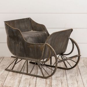 Natural Metal Sleigh With Iron Frame And Durable Construction Irregular Shape <b>Christmas</b> Decoration - Product Image 3