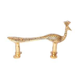 Manija de puerta de latón con diseño de pavo real de una sola pieza más vendida con acabado antiguo estilo contemporáneo para puertas de oficina y hotel - Product Image 2