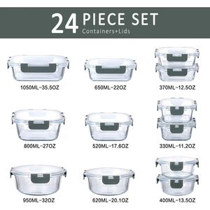 Set di 24 Contenitori in Vetro per Preparazione Pasti con Coperchi a Chiusura Ermetica Migliorati, Contenitori per Alimenti - Product Image 2