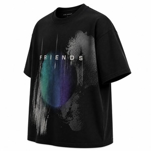 Camiseta Negra Extra Grande de Manga Corta para Hombre con Estampado de Amigos, Cuello Redondo, Informal, de Algodón - Product Image 2