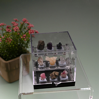 Nouvelle boîte de rangement en acrylique à trois couches pour pierres brutes, pierres en vrac, pierres de cristal, boîte de présentation de minéraux, présentoir en acrylique