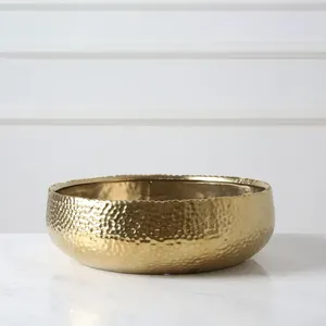 Premium Sculptural <b>Metal</b> Fruit <b>Bowl</b> with Hand Beaten Surface and Rich Warm Bronze Inspired FinishElegant Housewarming Gift - Product Image 1