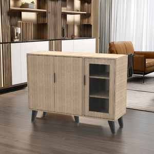 Mesa de buffet moderna de 2 puertas de estilo OEM y gabinete de 1 puerta con panel de madera de 3 estantes para uso en la cocina de la sala de estar - Product Image 1