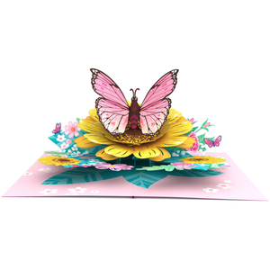 Tarjeta 3D Pop-Up Personalizada con Mariposa sobre Flor, Fabricante Vietnamita, Tarjeta de Felicitación 3D Hecha a Mano, Papelería de Lujo Hecha a Mano, Tarjeta 3D - Product Image 3