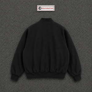 Chaqueta universitaria de lana negra para hombre, chaqueta bomber extragrande personalizada con cierre de botones a presión, cuello, puños y dobladillo acanalados, venta al por mayor - Product Image 6