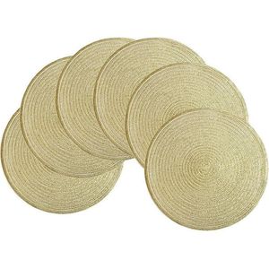 Set di 6 Tovagliette Rotonde con Glitter Dorati, Lavabili, per Natale, Feste, Matrimoni, Stile Luccicante - Product Image 2