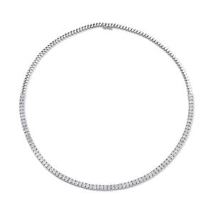 Collar de tenis de platino elegante con diamantes ovalados cultivados en laboratorio y engaste de púas, con eslabones metálicos y bisel, para uso nupcial, OEM, venta al por mayor y al por menor - Product Image 1