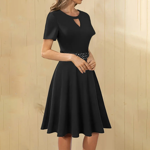 Vestido Maxi Negro de Gasa con Estampado Floral, Cuello con Abertura, Sin Mangas, Encaje, Cintura Alta, Ajustado, Casual para Uso Diario - Product Image 4
